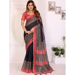 HERE&NOW Paisley Zari Linen Blend Saree image 5