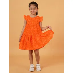 HERE&NOW Polka Dot Print Flutter Sleeve Fit & Flare Dress-picture-42