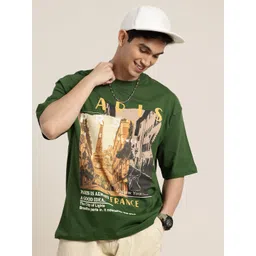 HERE&NOW Printed Drop-Shoulder Sleeves Oversized Pure Cotton T-shirt-picture-18