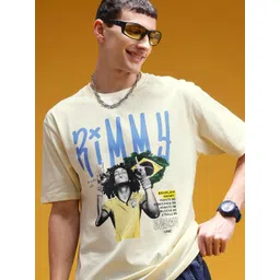 HERE&NOW Printed Drop-Shoulder Sleeves Pure Cotton Relaxed T-shirt-picture-16