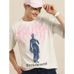 HERE&NOW Printed Drop-Shoulder Sleeves Pure Cotton T-shirt-picture-14