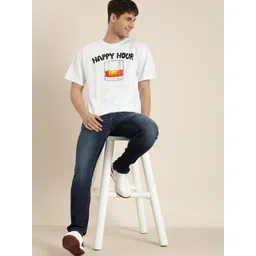 HERE&NOW Printed Drop-Shoulder Sleeves Pure Cotton T-shirt image 5