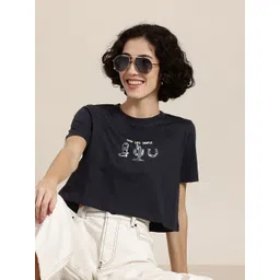 HERE&NOW Printed Pure Cotton Crop T-shirt-picture-33