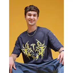 HERE&NOW Printed Relaxed Pure Cotton T-shirt-picture-29