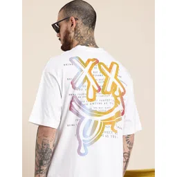 HERE&NOW Pure Cotton Graphic Printed Drop-Shoulder Sleeves Relaxed Fit T-shirt-picture-14