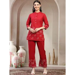 HERE&NOW Self Design Mandarin Collar Top & Palazzos Co-Ords-picture-25