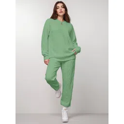 HERE&NOW Self Design Round Neck Sweatshirt With Trousers Co-Ords-picture-32