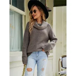 HERE&NOW Self Design Turtle Neck Longline Pullover-picture-26