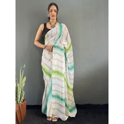 HERE&NOW Tie and Dye Pure Georgette Ready to Wear Leheriya Saree-picture-14