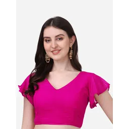 HERE&NOW V-Neck Bell Sleeve Readymade Saree Blouse-picture-23