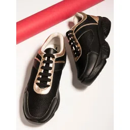 HERE&NOW Women Black Colourblocked Sneakers-picture-27