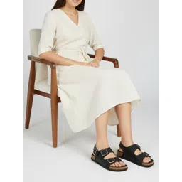 HERE&NOW Women Black Faux Leather Casual Slip On Flats-picture-21