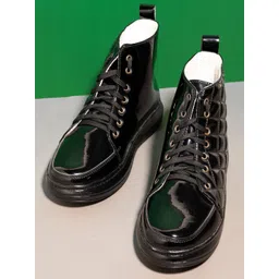 HERE&NOW Women Black Textured Flat Boots-picture-23