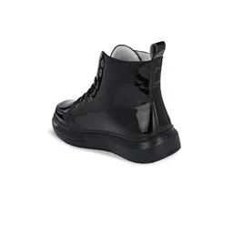 HERE&NOW Women Black Textured Flat Boots image 4