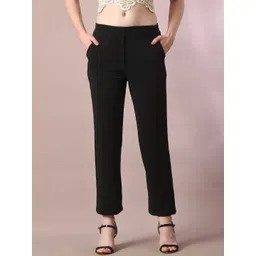 HERE&NOW Women Comfort Straight Fit Wrinkle Free Trousers-picture-22