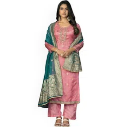 HERE&NOW Women Embellished Organza Unstitched Dress Material-picture-31