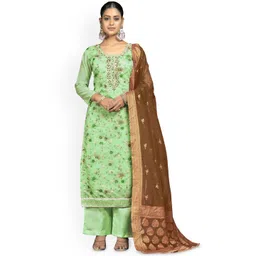 HERE&NOW Women Embellished Organza Unstitched Dress Material-picture-35