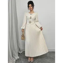 HERE&NOW Women Embellished Round Neck Top With Skirt Co-Ords-picture-13