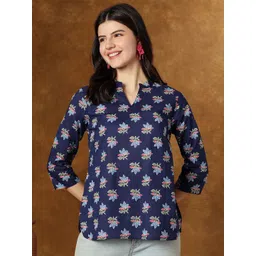 HERE&NOW Women Ethnic Motifs Print Pure Cotton Kurti-picture-11
