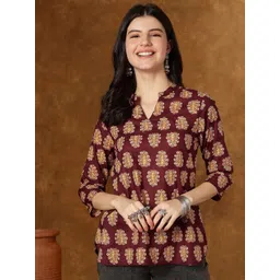 HERE&NOW Women Ethnic Motifs Print Pure Cotton Kurti-picture-27