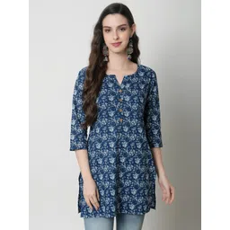 HERE&NOW Women Ethnic Motifs Printed Pure Cotton Kurti-picture-20