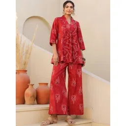 HERE&NOW Women Ethnic Motifs Printed Regular Kurti with Trousers-picture-34