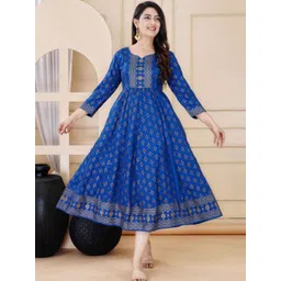 HERE&NOW Women Floral Printed Chikankari Floral Anarkali Kurta-picture-16