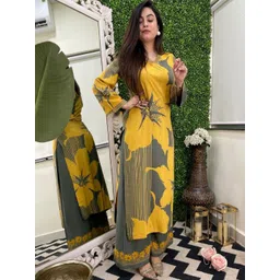 HERE&NOW Women Floral Printed Regular Kurta with Palazzos-picture-10