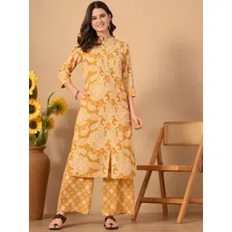 HERE&NOW Women Floral Printed Regular Pure Cotton Kurta with Palazzos-picture-29