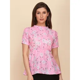 HERE&NOW Women Floral Printed Round Neck Ruffles Empire Top-picture-29