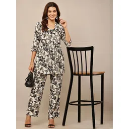 HERE&NOW Women Floral Printed Tunic with Trousers Co-ord Set-picture-15