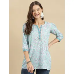 HERE&NOW Women Geometric Printed V-Neck Cotton Top-picture-12