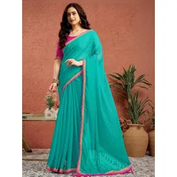 HERE&NOW Women Georgette Solid Saree-picture-27