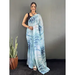 HERE&NOW Women Georgette Tie & Dye Saree With Blouse-picture-19