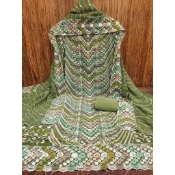 HERE&NOW Women Green Embroidered Poly Georgette Unstitched Dress Material-picture-40