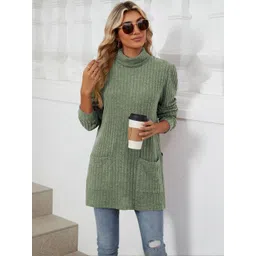 HERE&NOW Women Green Longline Pullover-picture-38