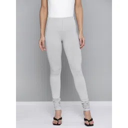 HERE&NOW Women Grey Solid Churidar Leggings-picture-14