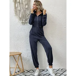 HERE&NOW Women Navy Blue Solid Basic Jumpsuit-picture-20