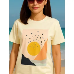 HERE&NOW Women Off White Cotton Tshirts image 2