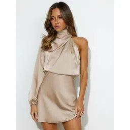 HERE&NOW Women One Shoulder Sheath Mini Dress-picture-30