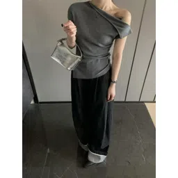 HERE&NOW Women One Shoulder Short Sleeves Top-picture-35