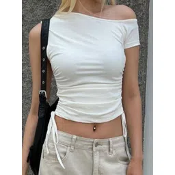 HERE&NOW Women One Shoulder Solid Top image 1