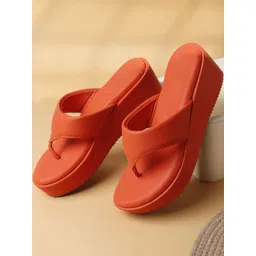 HERE&NOW Women Orange Open Back Wedge Heels-picture-39