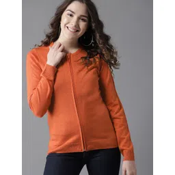 HERE&NOW Women Orange Solid Cardigan-picture-36