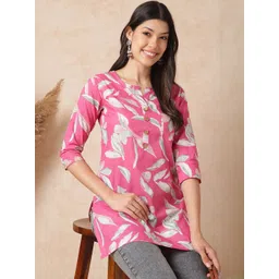HERE&NOW Women Pink Floral Print Cotton Top-picture-32