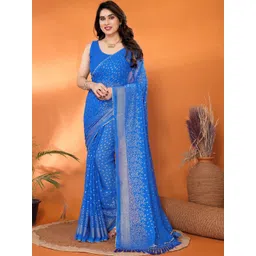 HERE&NOW Women Poly Georgette Saree With Blouse Piece-picture-33