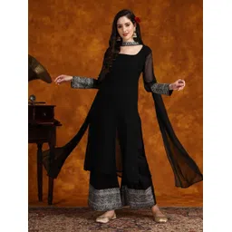 here&now Women Printed Georgette Straight Kurta-picture-10