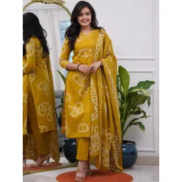 HERE&NOW Women Printed Regular Thread Work Chanderi Silk Kurta with Trousers & With Dupatta-picture-29