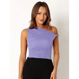 HERE&NOW Women Shimmer Self Design One Shoulder Top-picture-41