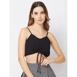 HERE&NOW Women Shoulder Strap Smocked Bralette Crop Top-picture-12